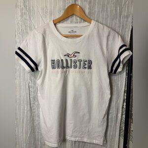 Hollister basics classic t-shirt in white with embroidered logo and bird